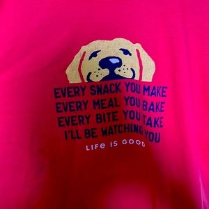 Red ‘life is good’ dog t-shirt